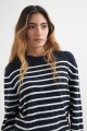 Sweater a rayas con botones en hombro AZUL MARINO