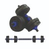 Set 2 Mancuernas Lumax + Barra 2 en 1 + 30kg Discos Pesas Azul