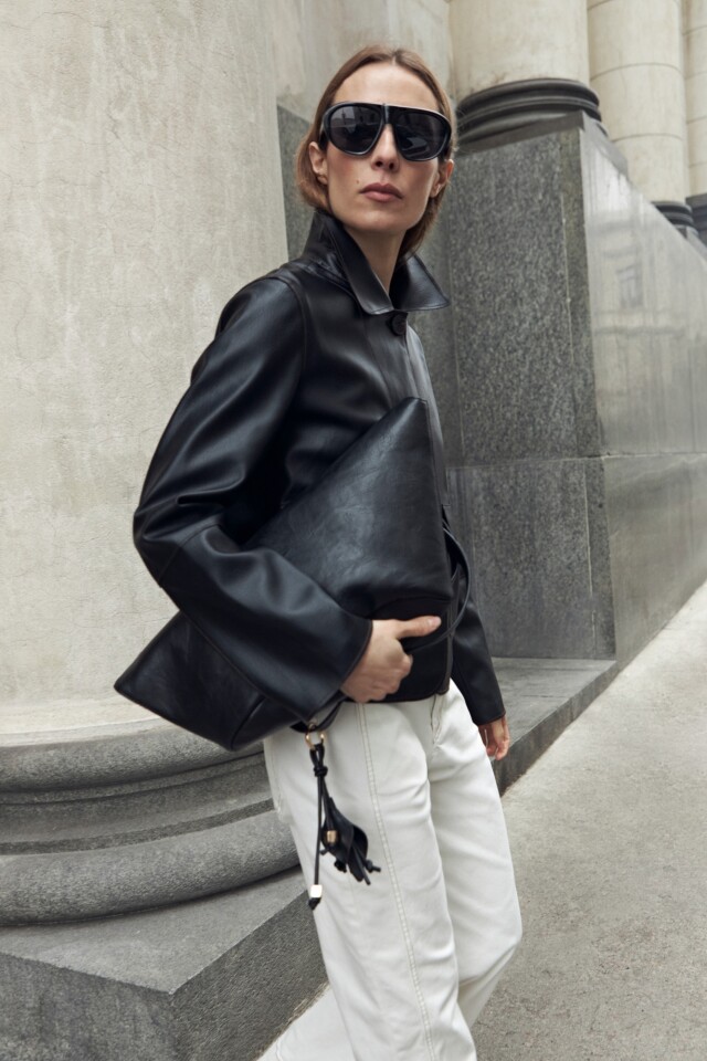 Chaqueta eco cuero negro