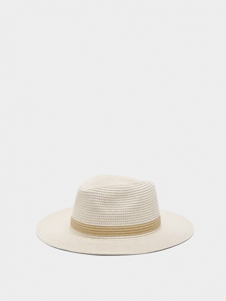 Sombrero Con Efecto Rafia blanco