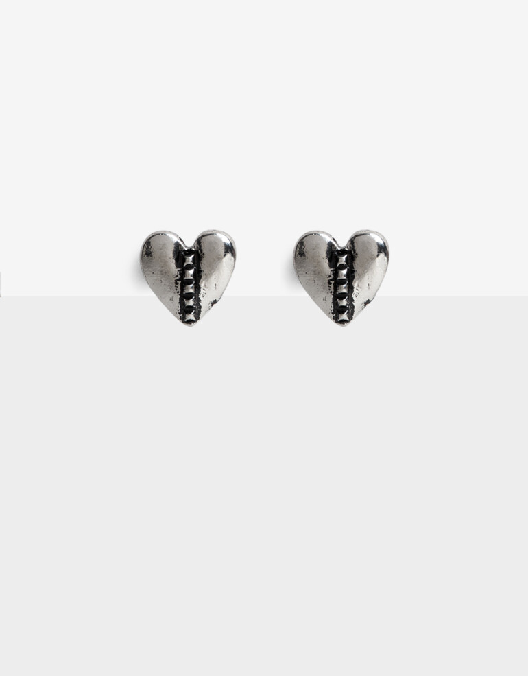 Aros Pasantes Folk Aros Pasantes Corazón Antique - Plateado Antique Silver