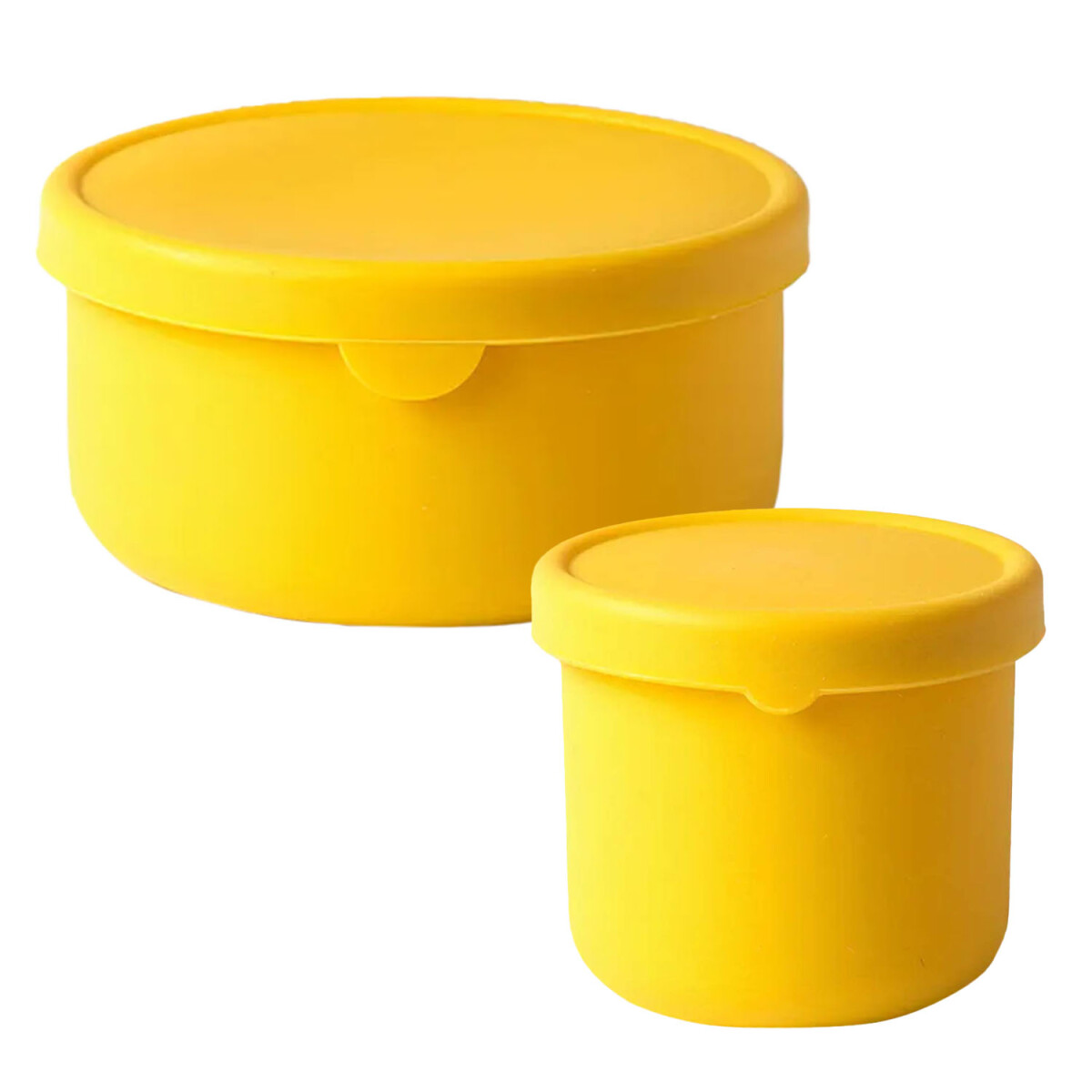 Set 2 Contenedores Recipiente 700Ml y 250Ml c/ Tapa Silicona - Amarillo 