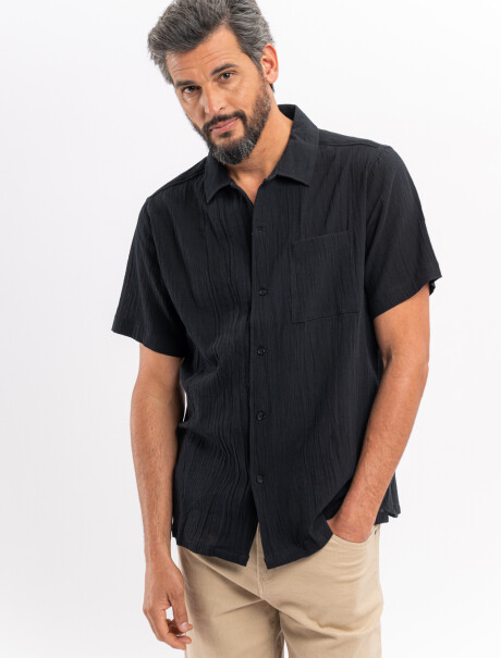 Camisa m/c bambula negro