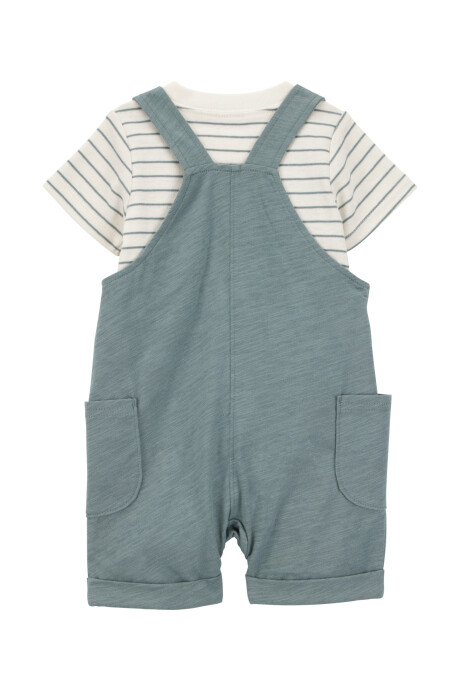 Set tres piezas de algodón, enterito corto, remera y bandana Set tres piezas de algodón, enterito corto, remera y bandana