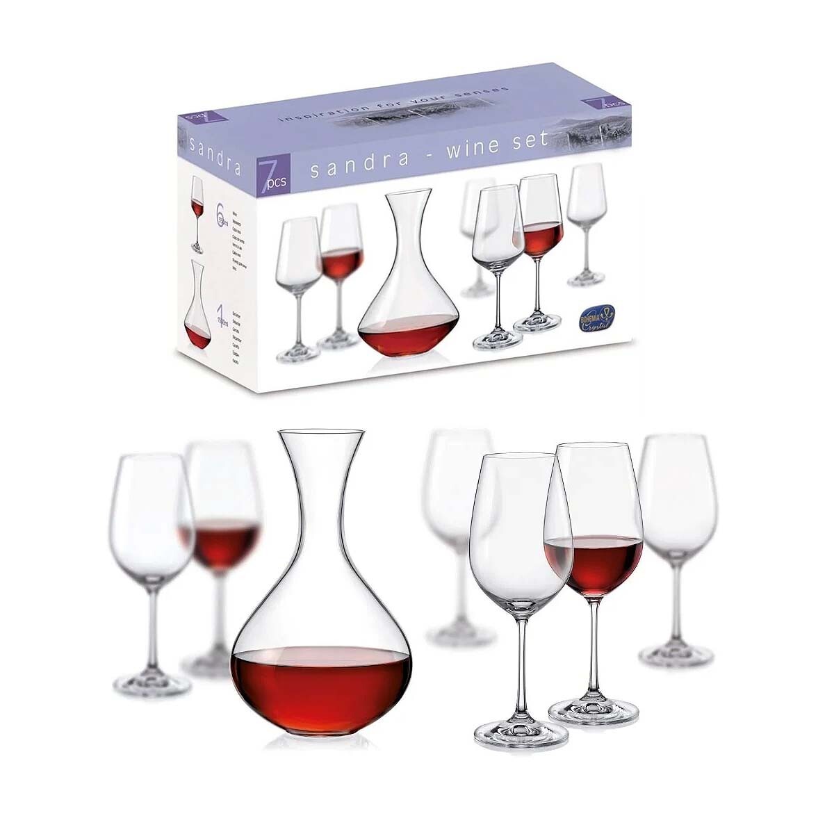 Set de vino Sandra 7 piezas BOHEMIA 