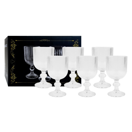 Set de copas de vidrio labrado para agua 6 unidades 250ml Set de copas de vidrio labrado para agua 6 unidades 250ml
