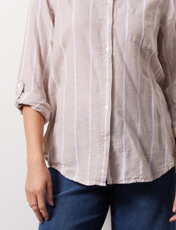 Camisa Lino BEIGE/MULTI