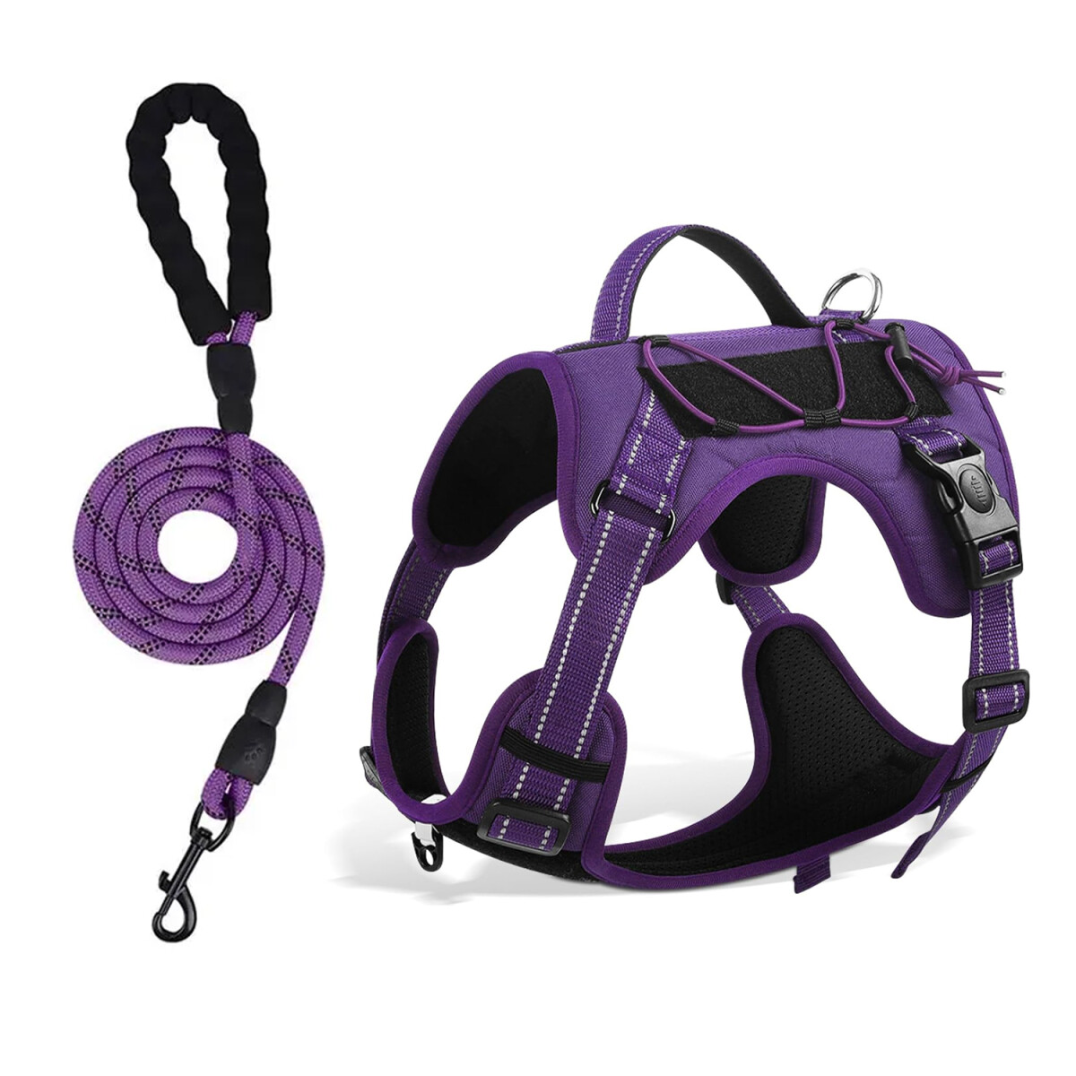 Arnés y Correa Para Perro Reflectivo Ajustable Reforzado - Lila 