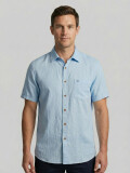 CAMISA LINO MANGA CORTA CELESTE