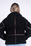 Campera cuero con corderito Negro