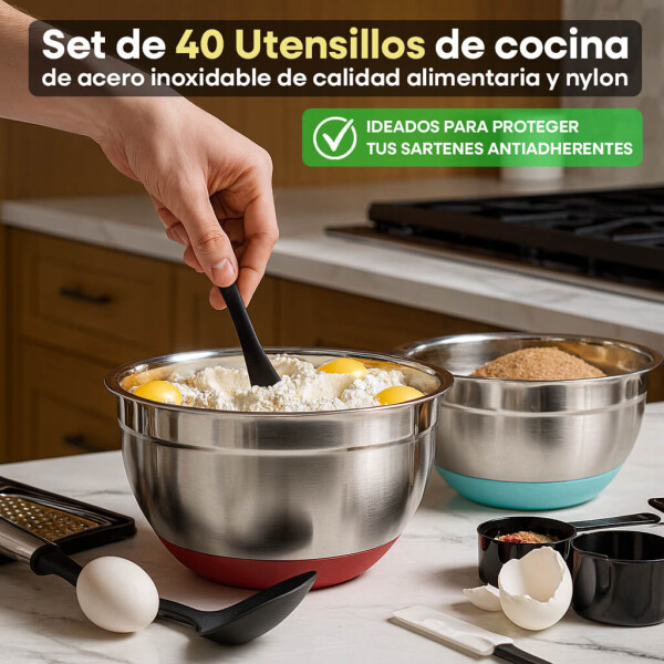 Juego de 40 Utensilios para Cocina Silicona Antiadherente IMBACK Juego de 40 Utensilios para Cocina Silicona Antiadherente IMBACK