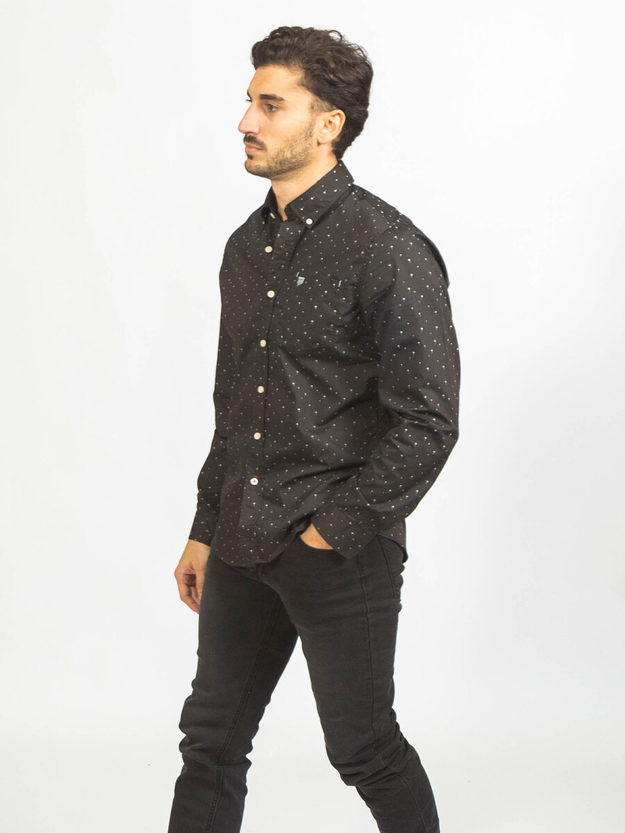 Camisa Print M/Larga - Black con Palmeras 