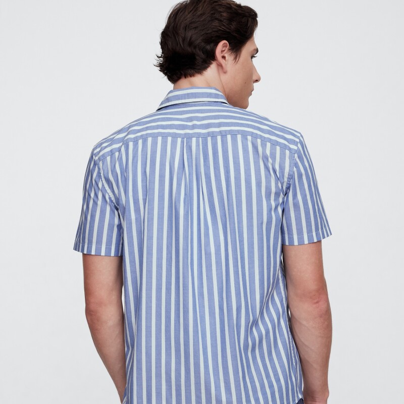 V-SS STANDARD POPLIN BLUE WHITE STRIPE