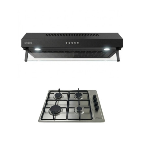 Extractor Purificador Nubia 60CM de Negro Pack De Extractor Purificador Nubia + Anafe A Gas Vulcano Quad 4 Acero inoxidable