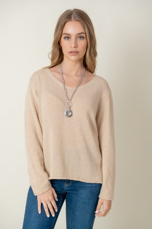 Sweater lana liso Beige