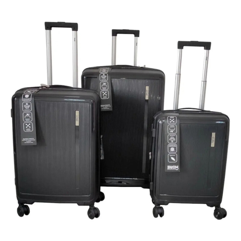 SET DE 3 VALIJAS MORE NEGRA POLIPROPILENO SET DE 3 VALIJAS MORE NEGRA POLIPROPILENO