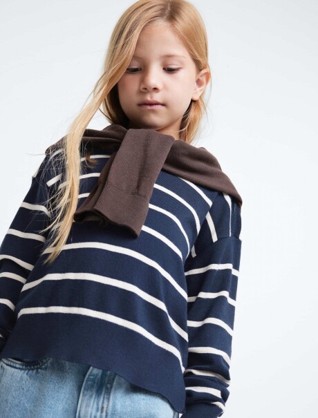 BUZO TEJIDO INFANTIL A RAYAS AZUL