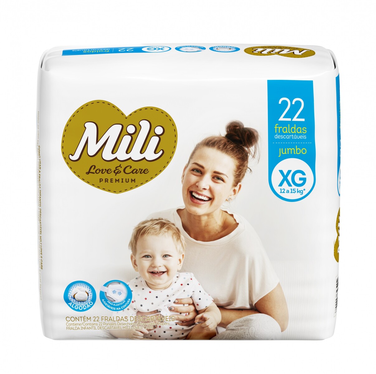 Pañales Mili Love&Care Talle XG Jumbo 22 Unidades 