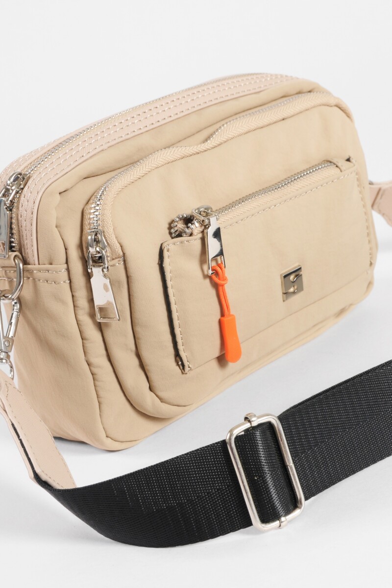 Bandolera bolsillos de tela beige