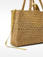 Bolso Shopper Efecto Rafia Con Detalle Trenzado natural