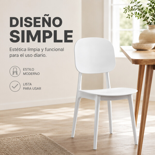 Silla Comedor ComboHome Visby Blanca Diseño Moderno Calidad Blanco 1
