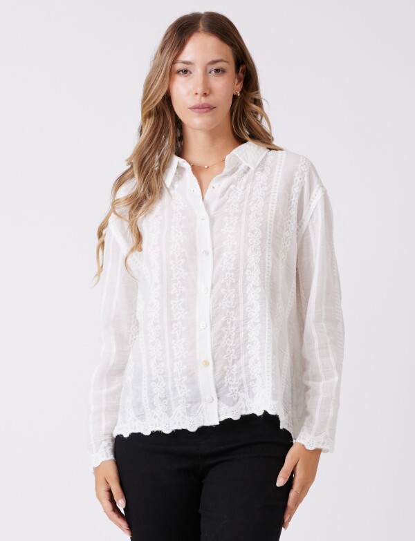 Camisa Algodon Bordada BLANCO