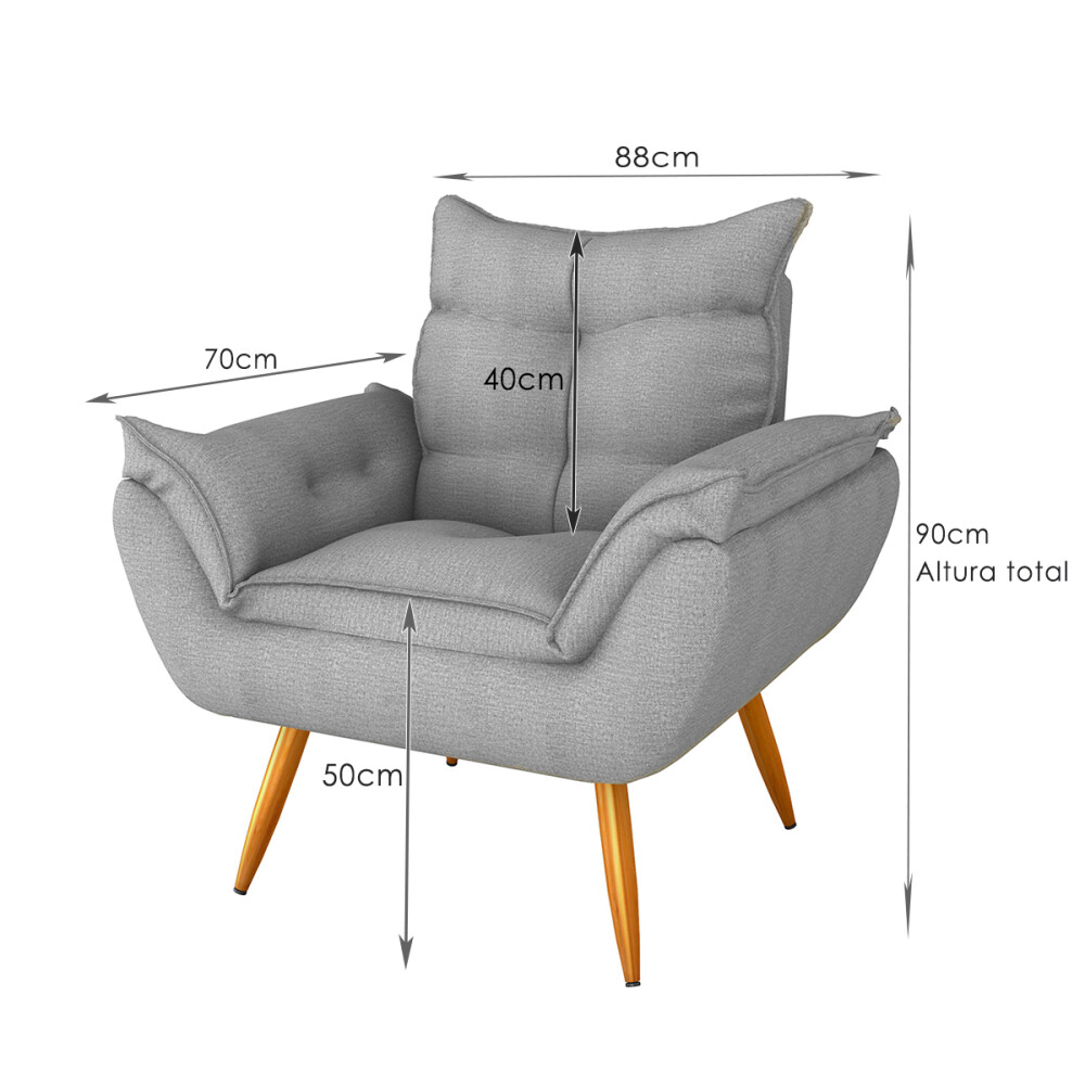 Juego De Living Sillón con puff Gris