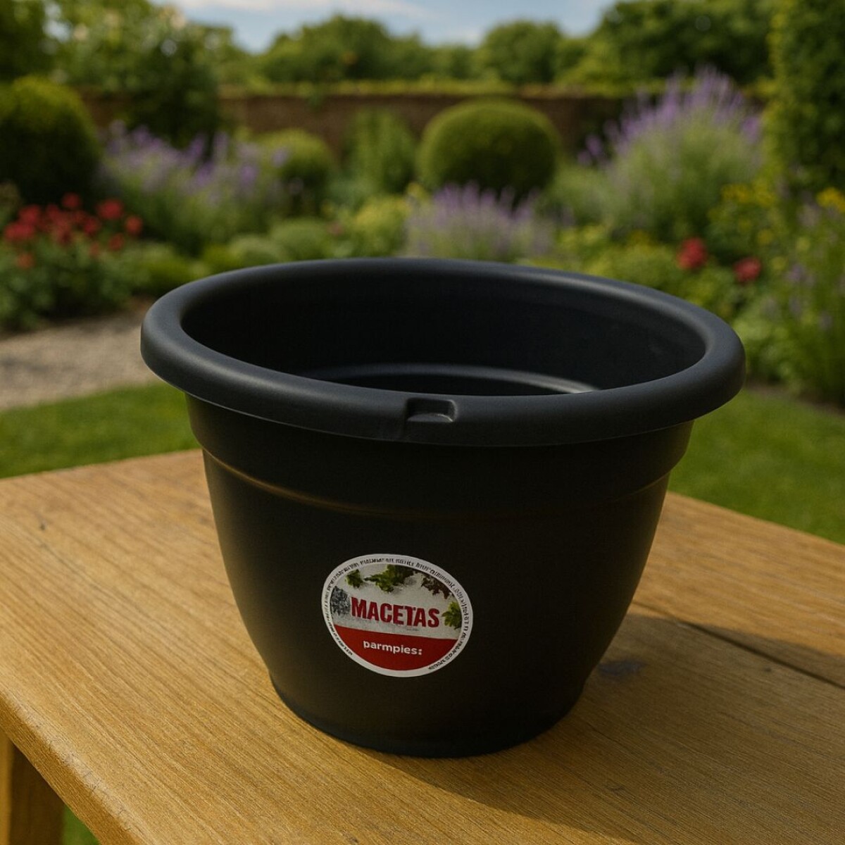 MACETA NEGRA REDONDA 20CM 