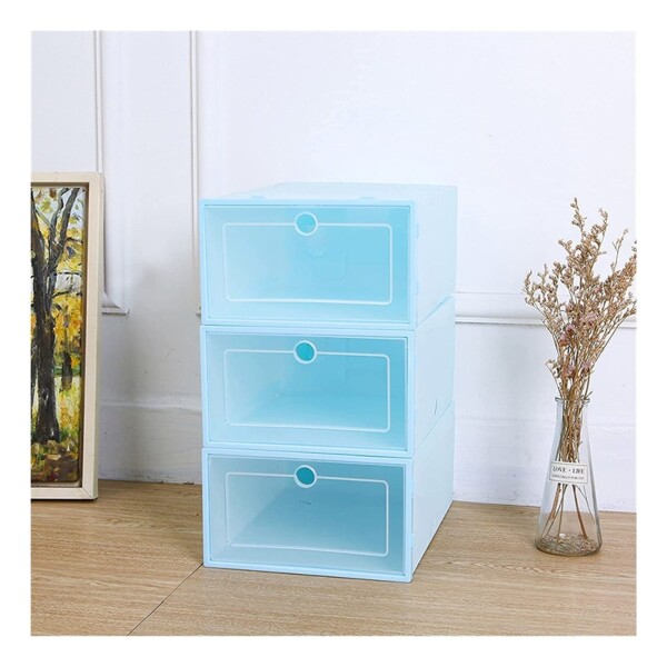 Caja Organizadora Zapatos Zapatera 12 Unidades Caja Apilable Color Variante Celeste