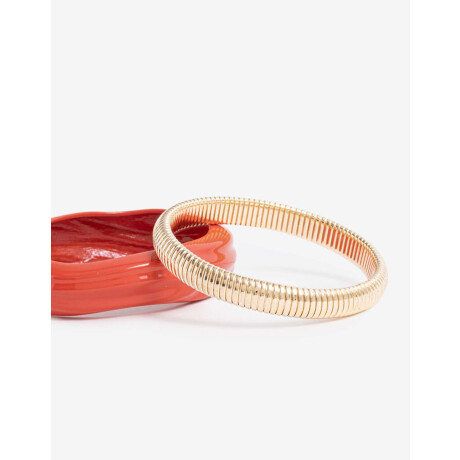 Pulsera Rígida Metal Y Esmalte Dorado
