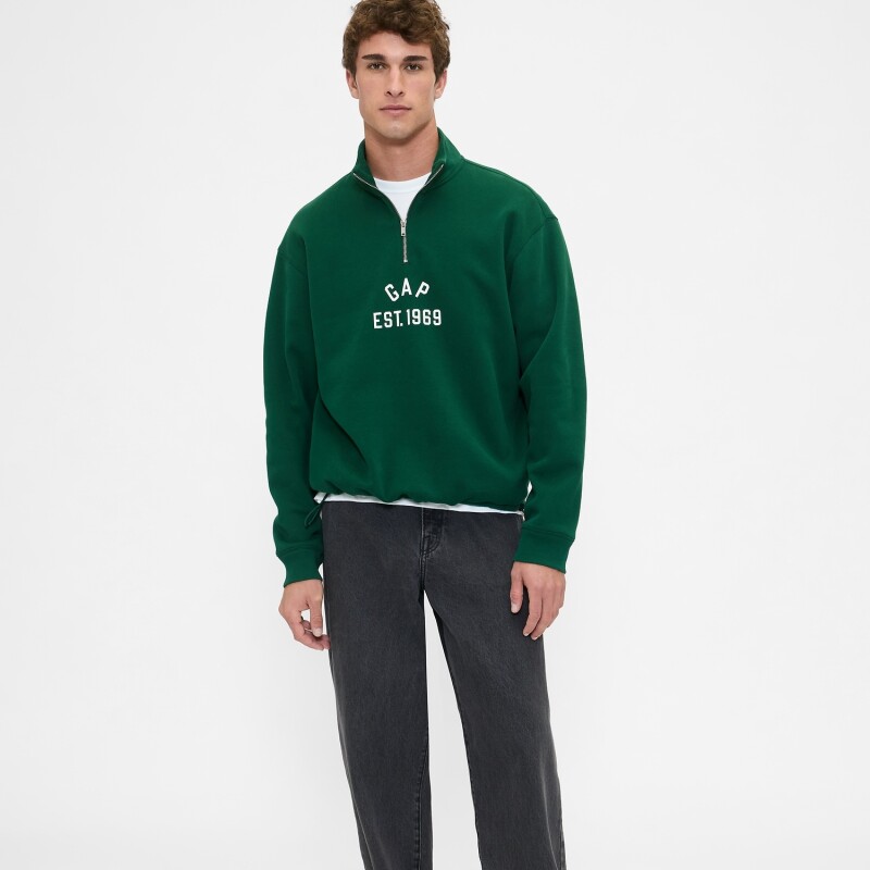 J - EST1969 LOGO HALF ZIP DRAWSTRING EVERGREEN 585