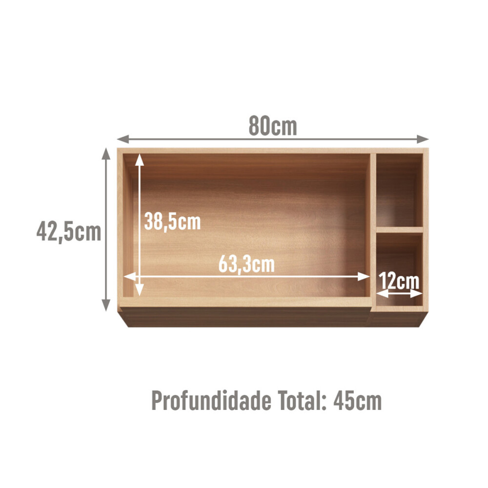 Módulo aéreo ALICE 0,80 m para horno, color Freijó Módulo Aéreo Alice 0,80 M Para Horno, Color Freijó