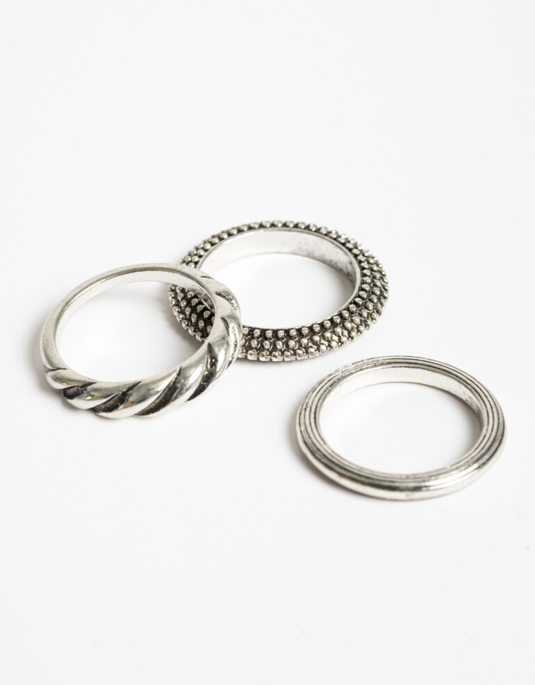 Sets Anillos Folk Set De Anillos Boho - Plateado Antique Silver