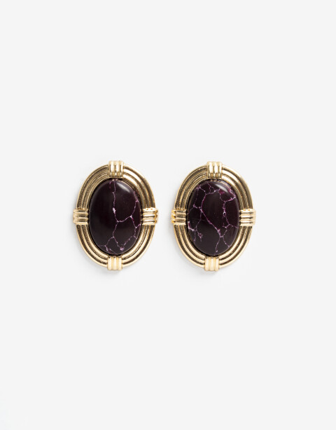 Aros Colgantes Cortos Piedra Aros Colgantes Cortos Piedra Vintage - Dorado