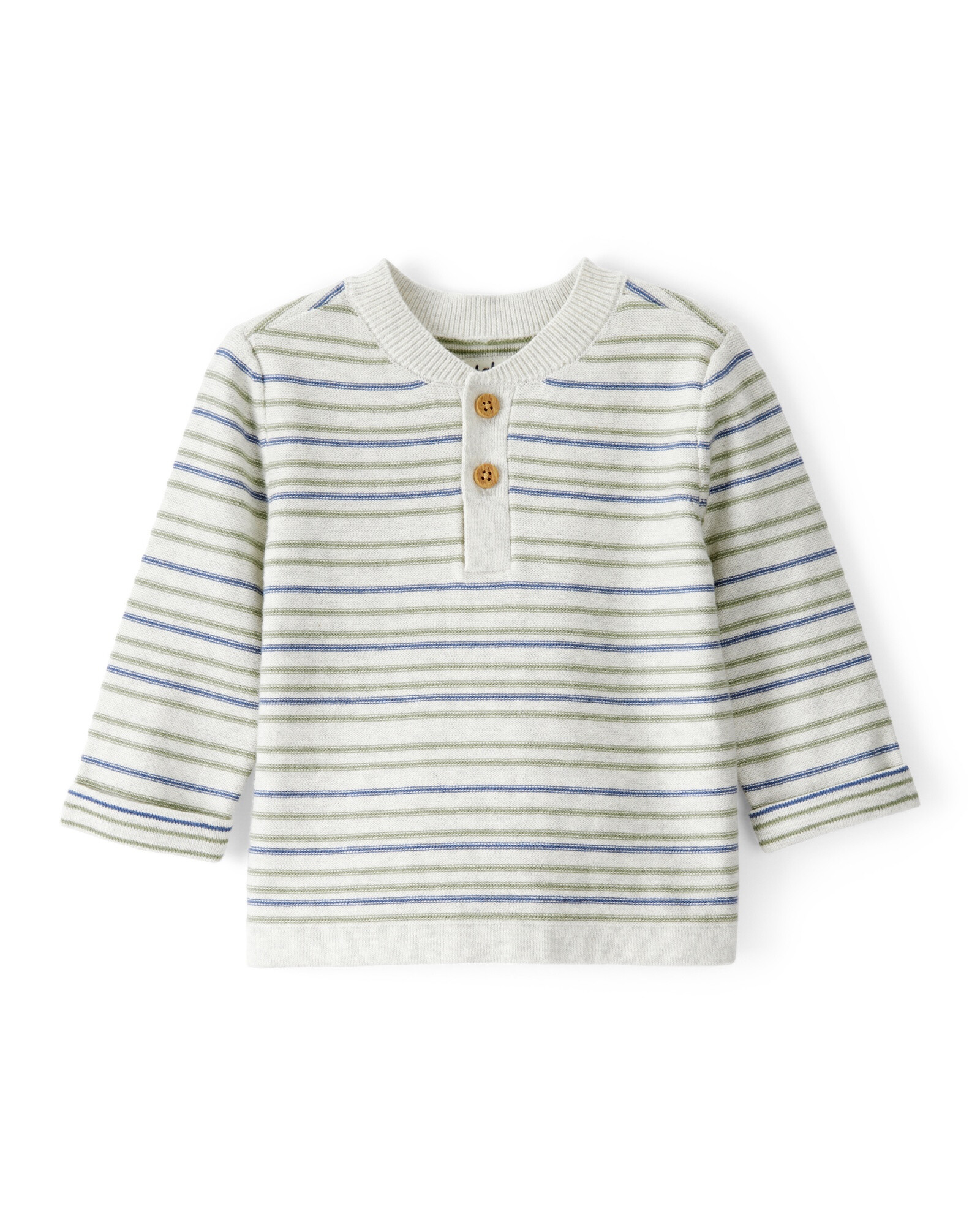 Remera henley de algodón, diseño a rayas Remera henley de algodón, diseño a rayas