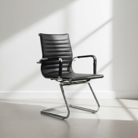 SILLA DE ESCRITORIO SIMIL-CUERO NEGRO D-101L