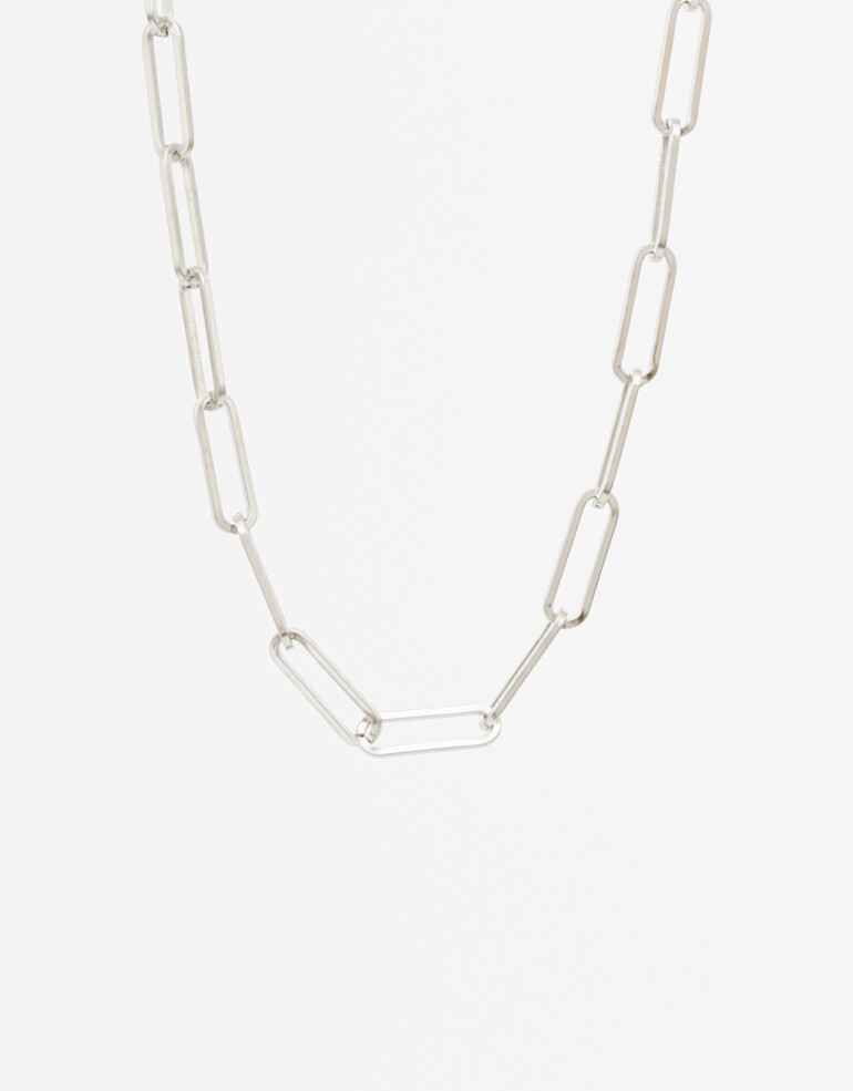 Collares Cortos Metal Collar Corto Eslabones De Acero - Plateado