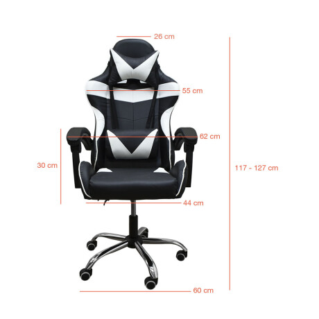 Silla Gamer Giratoria Reclinable Elevable Posabrazos Cojines Negro/blanco