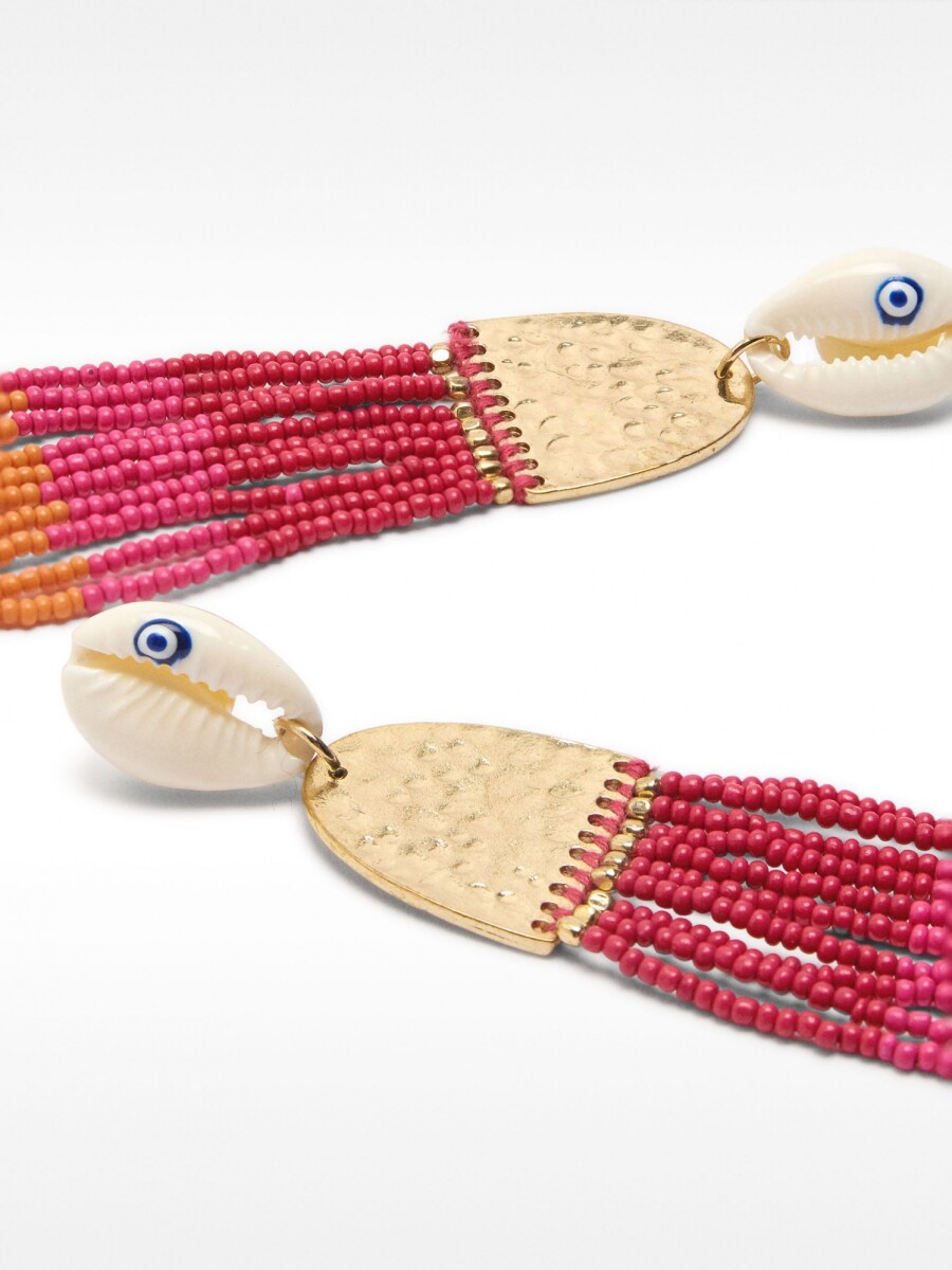 Pendientes Con Conchas Y Cuentas multicolor