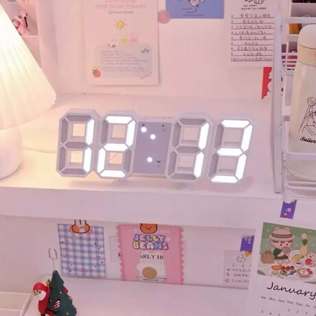 Reloj Digital 3D Blanco
