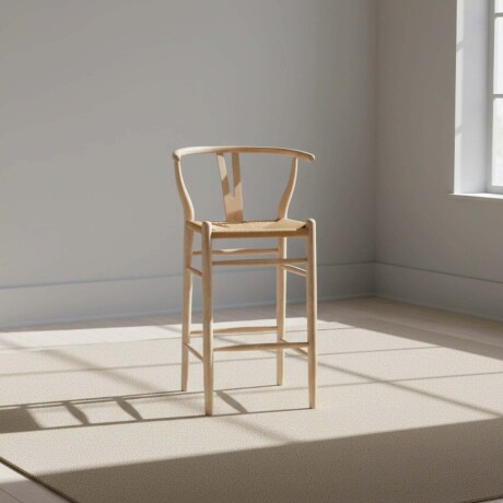 BUTACA TABURETE BAR MADERA NATURAL-BEIGE WISHBONE