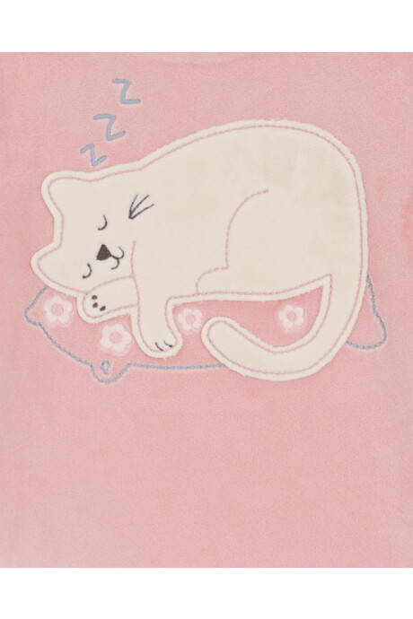 Pijama dos piezas de micropolar, pantalón y remera, diseño gatitos Sin color