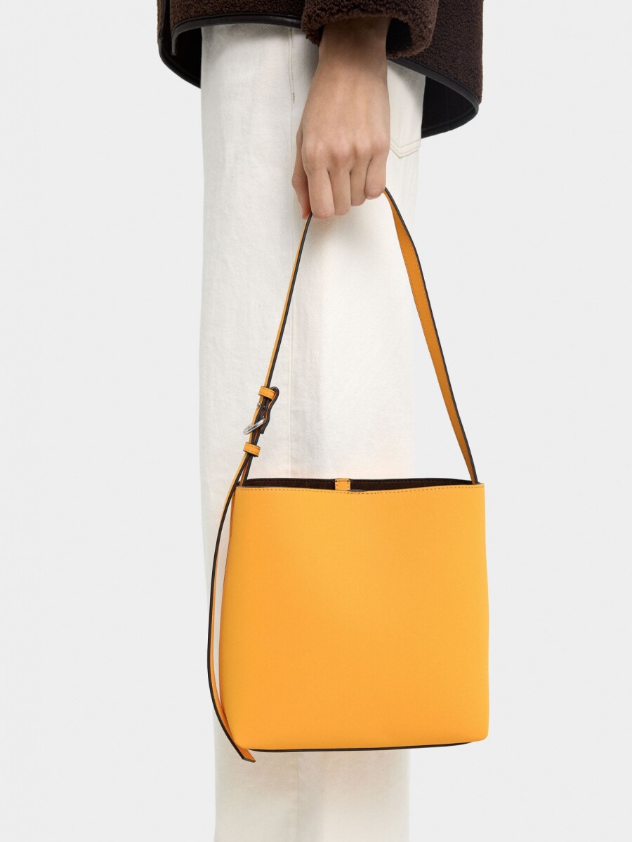 Bolso De Hombro Con Textura Suave naranja