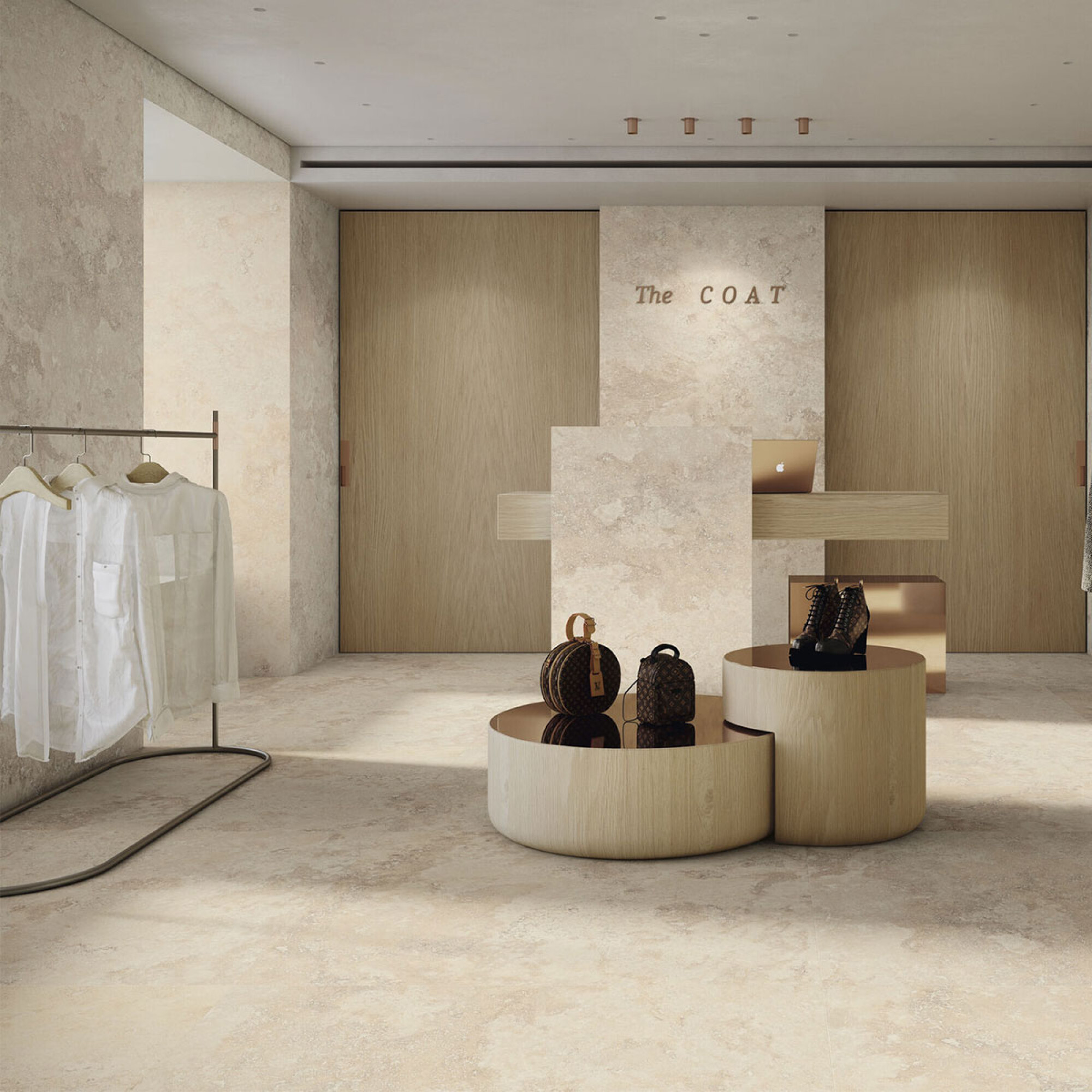 Porcelanato Tipo Travertino Beige 60X120Cm Piso Pared — Acher Cerámicas
