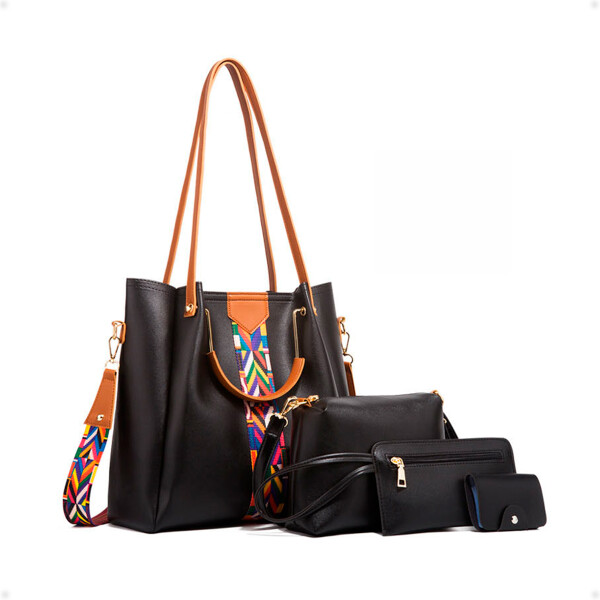 Bolso Cartera de Hombro y de Mano 4 en 1 Negro