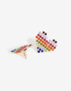 Aros Pasantes Color Aros Pasantes Corazón Strass - Combinacion Multicolor