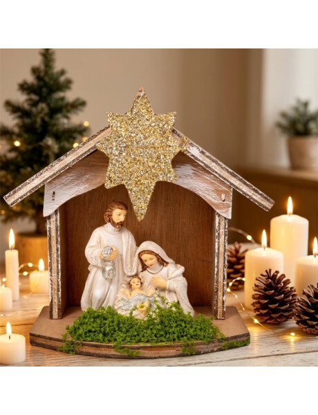 PESEBRE 3 FIGURAS C/ESTABLO 14x15CM PESEBRE 3 FIGURAS C/ESTABLO 14x15CM