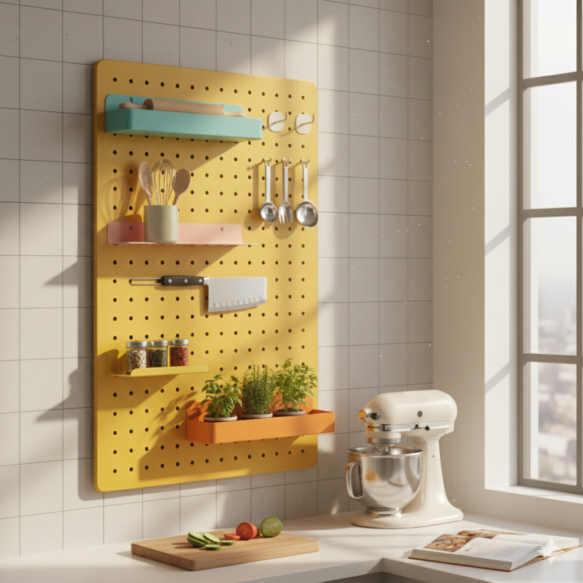 Panel perforado pegboard metálico organizador de pared 60x40 cm – Multiuso para el hogar 