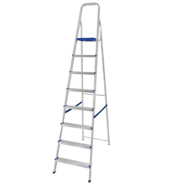 ESCALERA ALUMINIO 8 ESCALONES GRIS