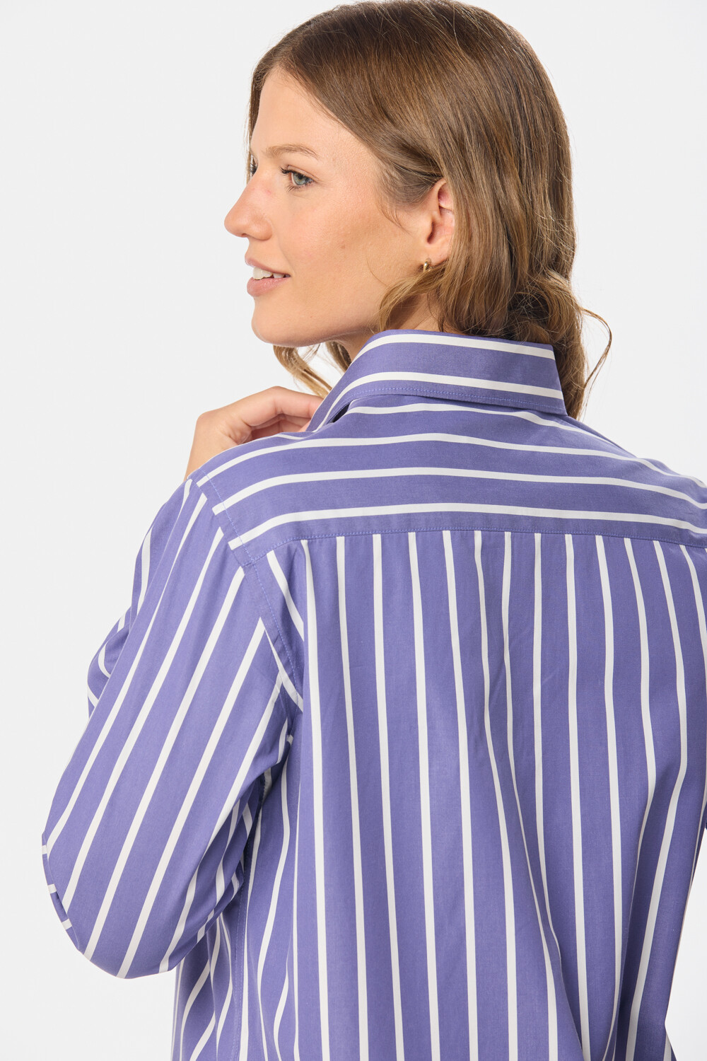 CAMISA A RAYAS DE ALGODÓN Azul